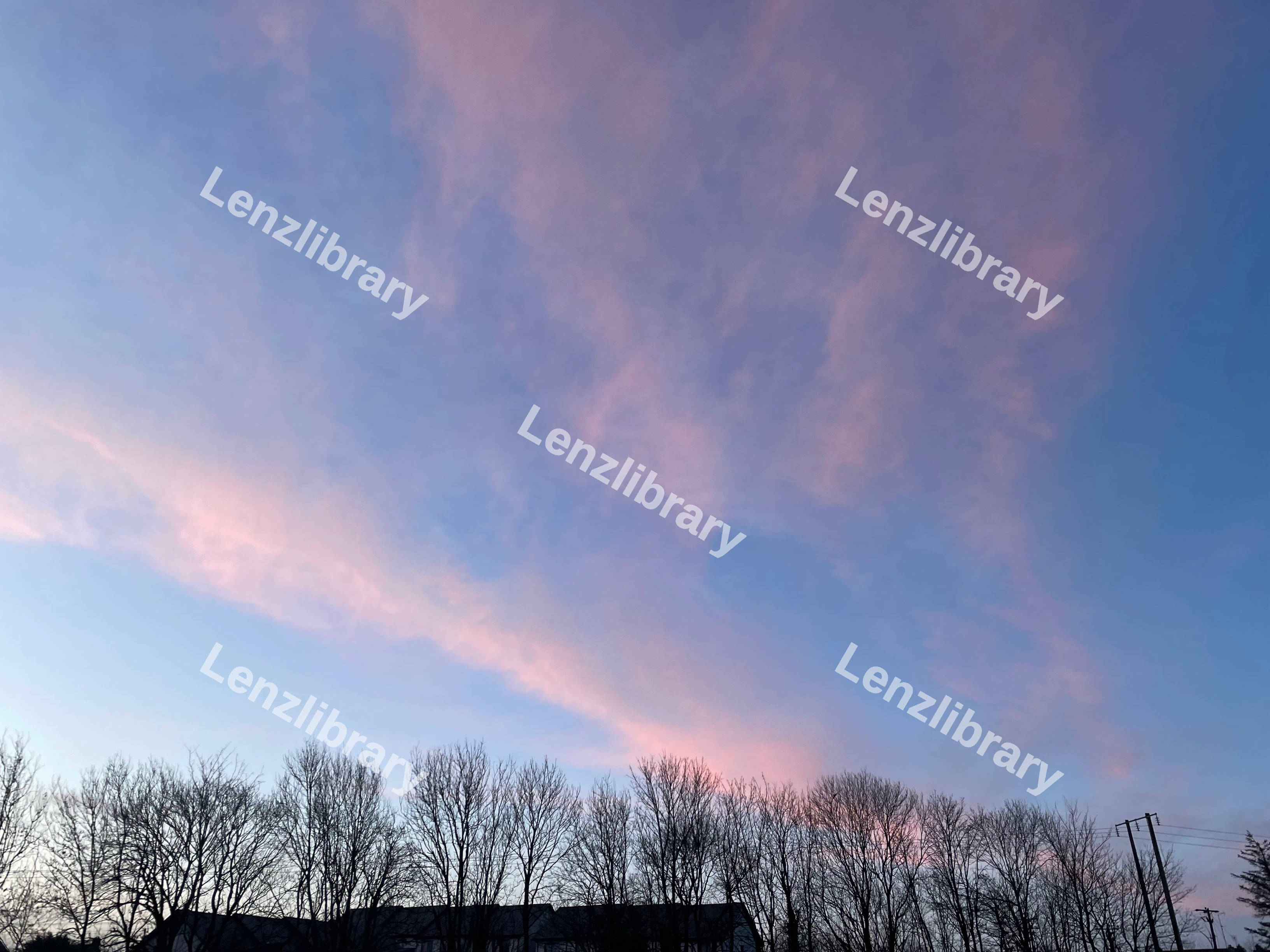 Blue Sky With Clouds And Trees